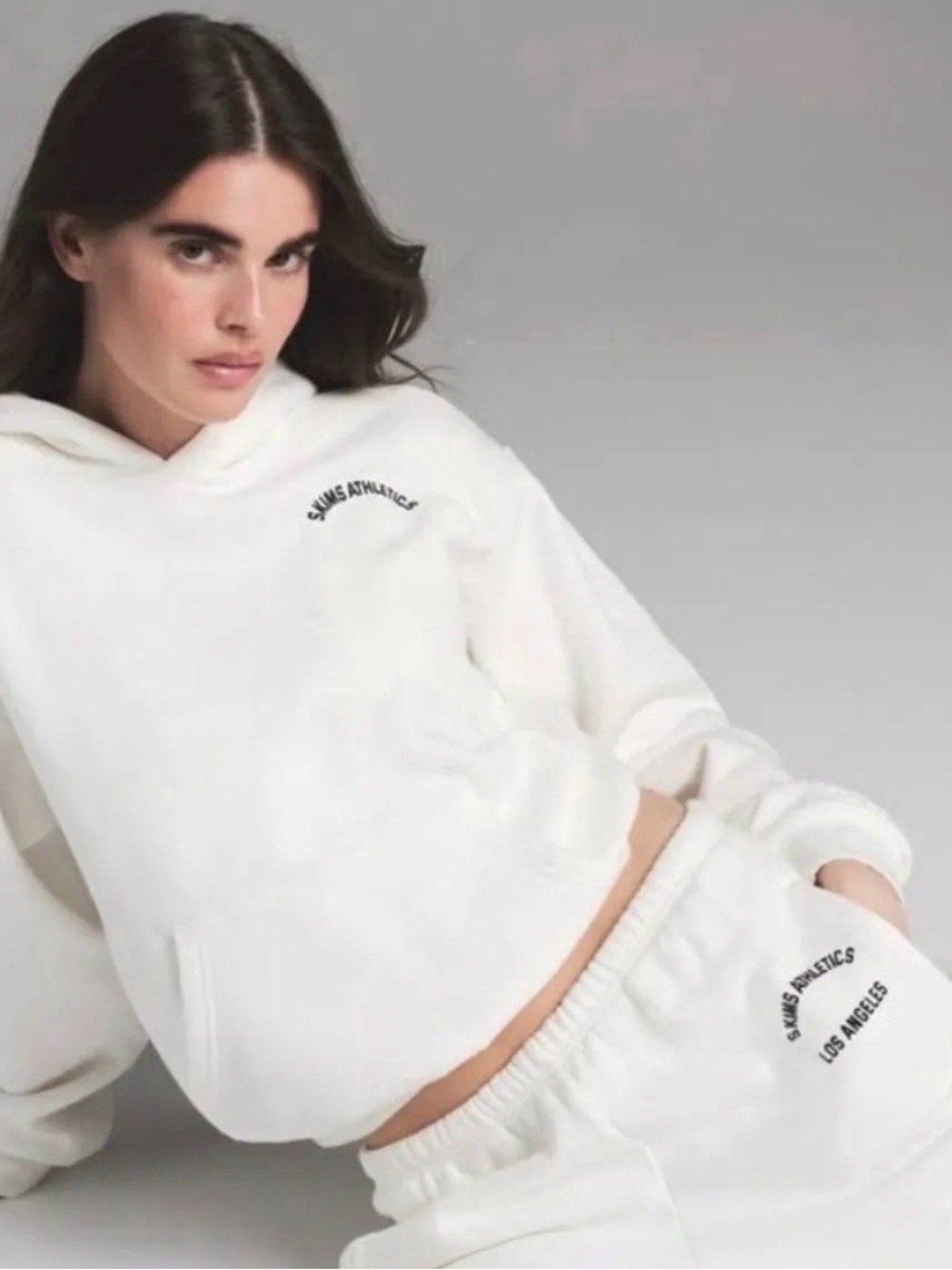 SKIMS Athletics Off White Sweatpants & Hoodie SET - Black Logo